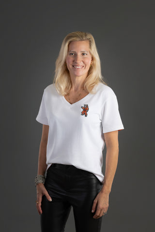 Women V-Neck T-Shirt / White