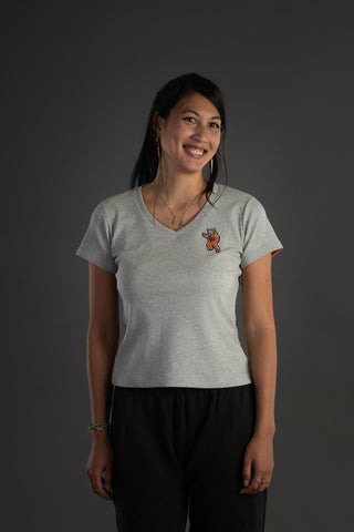 Women V-Neck T-Shirt / Grey