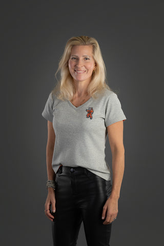 Women V-Neck T-Shirt / Grey